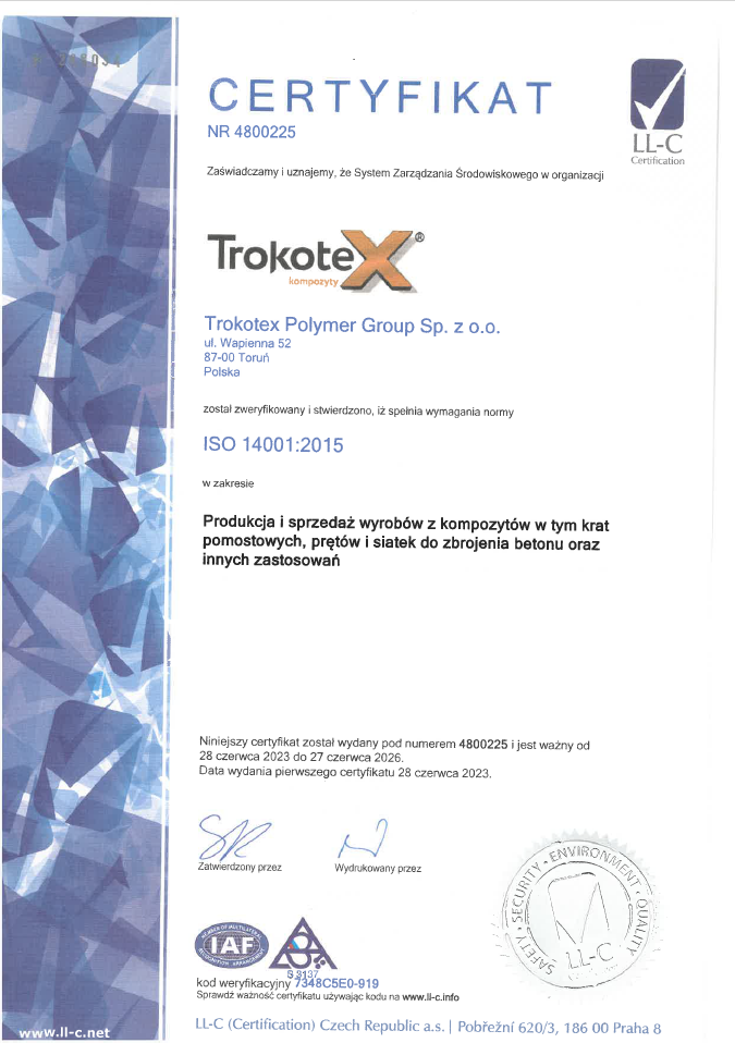 Certyfikat ISO 14001:2015