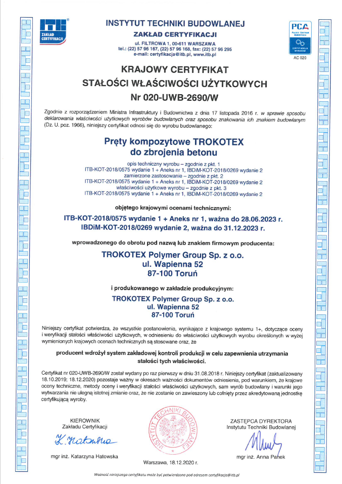 pręty zbrojeniowe kompozytowe budownictwo trokotex