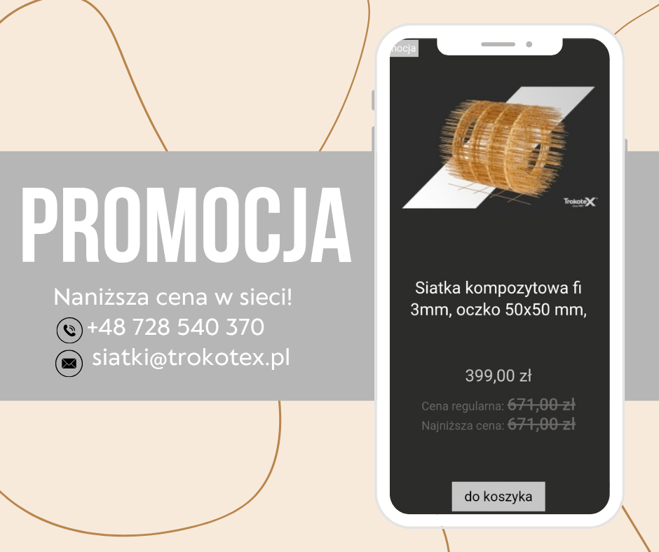 Najniższa cena w sieci! Siatki kompozytowe fi 3mm, 50×50, 1x50m teraz w cenie jedyne 399,00 zł BRUTTO!