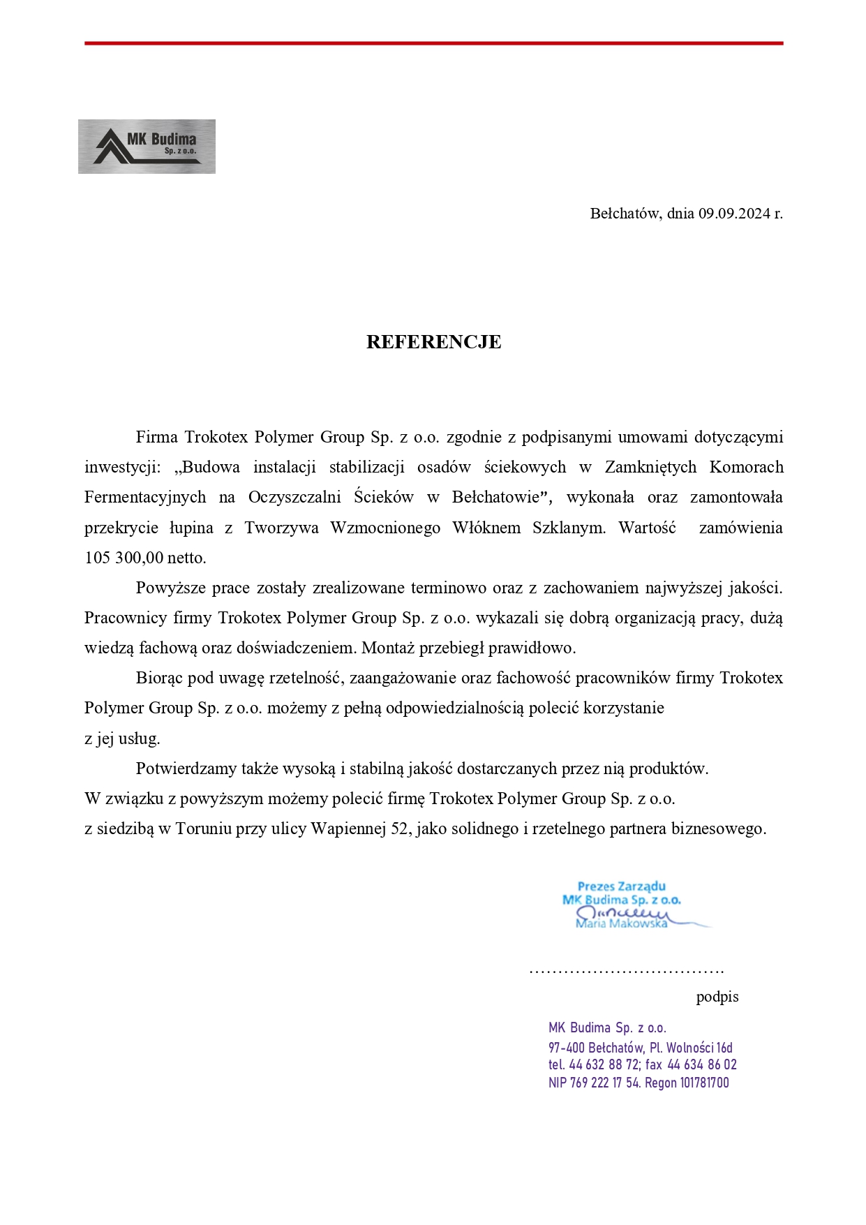 zbiorniki magazynowe dla MK Budima