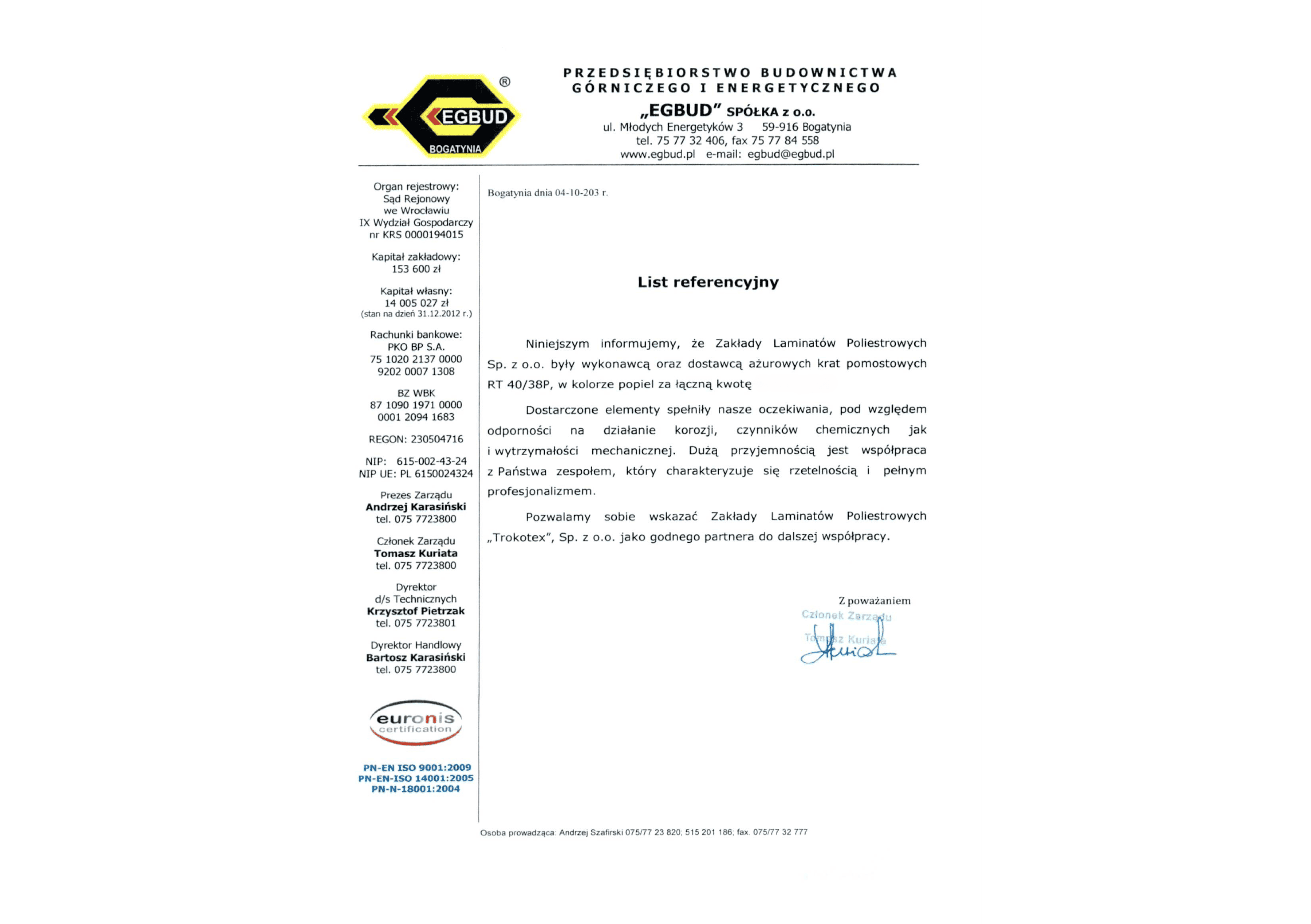 Referencja – kraty pomostowe Trokotex