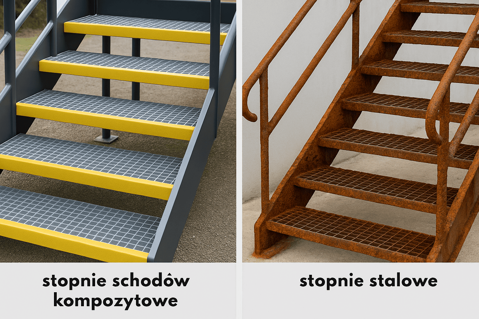 Porównanie stopni schodów stalowych i kompozytowych