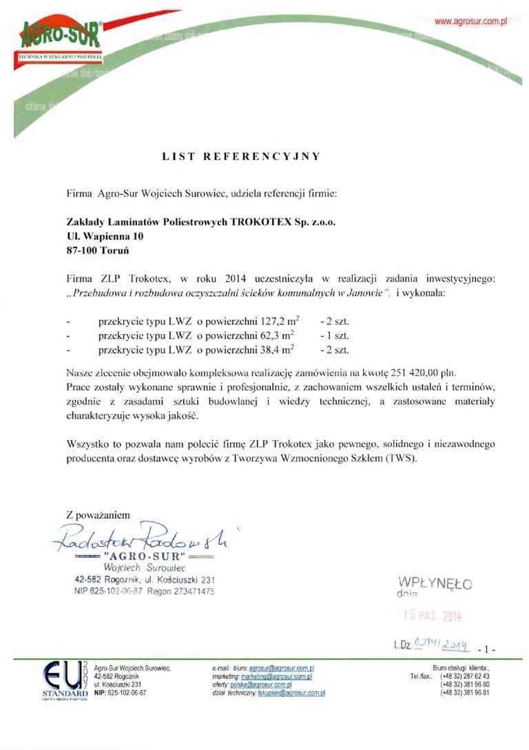 Hermetyzacja obiektu technologicznego – realizacja Trokotex